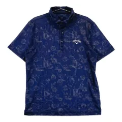 サイズ：LL CALLAWAY キャロウェイ  ロゴ刺繍 半袖ポロシャツ 総柄 ネイビー系 [240101417975] ゴルフウェア メンズ ストスト