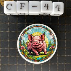 방수 스티커 돼지 스테인드 글라스 스타일 일러스트 멋진 CF-44