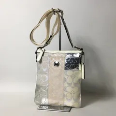 2508-292｜コーチ シグネチャー ショルダーバッグ ホワイト パッチワーク