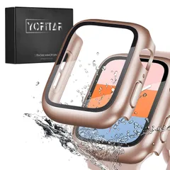 45mm_ローズゴールド YOFITAR for Apple Watch防水ケース Series789 41mm45mm アップルウォッチ シリーズ789用保護カバー ガラスフィルム 一体型 PC素材 タッチ感良好 アップルウォッチ第78世代 用 カバー Ap