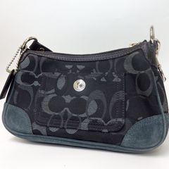 【COACH】コーチ シグネチャー ハンドバッグ ミニバッグ 2171 ブラック レザー スエード 保存袋付き レディース【中古】7-3 41204