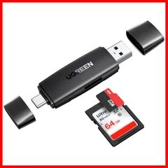 【人気商品】USB3.0 1台2役 Microsd OTG対応 2TBまで大容量カードに対応 Android Type-C スマホ SDカードリーダー タブレット、MacBook、Windows UGREEN PCに適用