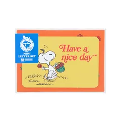 【メール便】スヌーピー 手紙セット ミニレターセット PN75周年2 イエロー ピーナッツ サンスター文具 ミニ便箋＆ミニ封筒 キャラクター グッズ 