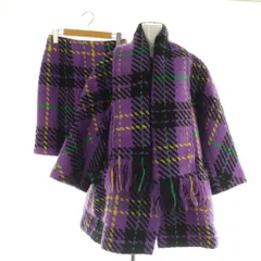 ユキトリイ YUKI TORII コート スカート マフラー セット ニット チェック 9 パープル /MY ■OS