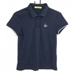 ★値下げ★ビバハート 半袖ポロシャツ ネイビー×白 襟裏ロゴ レディース 40(M) ゴルフウェア VIVA HEART