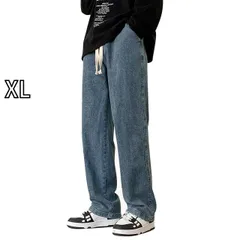 [XL]メンズ ファッション 服 オシャレ シンプル 大人 かっこいい 大きいサイズ ストリート 紳士服 秋　冬 アメリカン ベルベット ジーンズ ストレート ワイド レッグ カジュアル ロング パンツ