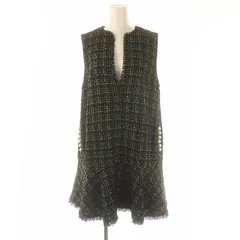 アプワイザーリッシェ Apuweiser-riche ツイードペプラムミニワンピース ノースリーブ 2 黒 ブラック /DF ■OS