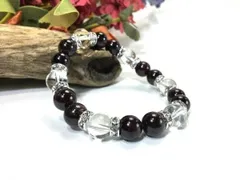 ガーネット×水晶 パワーストーン ブレスレット 天然石  10mm（シルバー）メンズ・レディース 男性・女性 数珠ブレス 開運  [3]