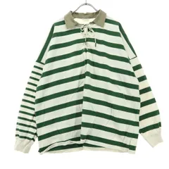 niko and... ニコアンド ボーダー柄 長袖 ポロシャツ F グリーン メンズ 古着