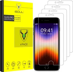 iSOUL 4枚パック iPhone SE 3/2 (2022/2020年版) iPhone 8/7/6s/6用 4.7インチ強化ガラスフィルム [Ultra HD] [3D Touch] [ケースフレンドリー] [生涯交換サポート]