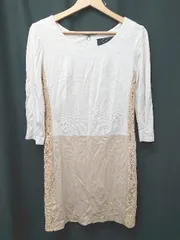 ◇ ⊆ COUP DE CHANCE クードシャンス サイドレース 七分袖 ミニ丈 タイト ワンピース サイズ38 ベージュ レディース E  【1410230008384】