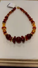 M2  天然石と琥珀のネックレス