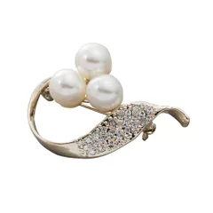 【ゴールド×ワンサイズ】[Cream dot. クリームドット公式] ブローチ フォーマル 卒業式 卒園式 入学式 入園式 ママ スーツ ピン 回転式 安 リーフモチーフ ビジュー 葉 パール フラワー 花 小さめ ミニ コサージュ 華やか 上品 大人 