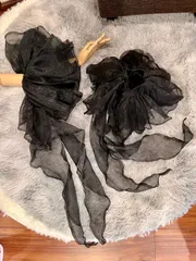 【新品・未使用】フリルフロート　社交ダンス　モダンドレス　ラテンドレス　スタンダード　パーティ―ドレス　黒　 赤　白　ピンク　青　サーモンピンク　黄　フロート　袖【値下げ不可】