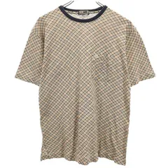 ダックス 日本製 チェック 半袖 Tシャツ M ブラウン系 DAKS ロゴ刺繍 メンズ 【中古】  【230520】 メール便可のサムネイル