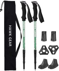 월드 스포츠 온라인 HAWK GEAR 호크 기어 등산 스톡 트레킹 폴 경량 2 개 세트 안티 쇼크 기능 첨부 (New 메탈 그린, 원 사이즈)