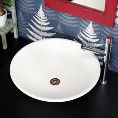 信楽焼 手洗い鉢 洗面ボウル 陶器 直径46cm 大型サイズ 白マット(浅)手洗い鉢 tr-4139