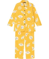マタノアツコ 黄色 可愛い猫ちゃんパジャマ - ひざ丈ワンピース