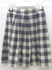 ◇ IENA イエナ ギンガムチェック 膝丈 フレア スカート サイズ38 アイボリー系 ネイビー レディース 【中古】 【1002800932498】