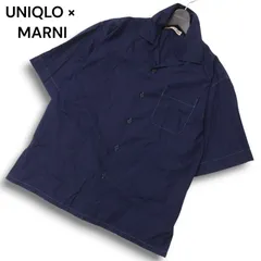 22SS★ UNIQLO × MARNI ユニクロ × マルニ 春夏 半袖 オーバーサイズ オープンカラー シャツ Sz.M メンズ 紺 ネイビー
