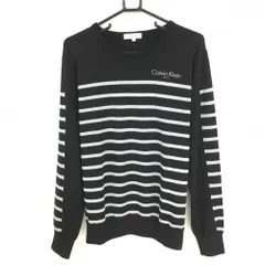 【美品】カルバンクラインゴルフ セーター 黒×ライトグレー ボーダー ウール100% ニット メンズ LL ゴルフウェア Calvin Klein golf 