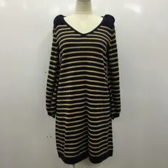 BEAMS HEART ビームス ハート ニット、セーター チュニック ニット セーター 長袖 ボーダー Vネック