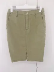 ◇ FREE'S SHOP フリーズショップ フロントスリット ストレッチ 膝丈 タイト スカート サイズM カーキ系 レディース E  【1304260025261】