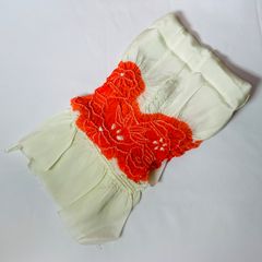 帯揚げ　オレンジ絞りと生成色　正絹　使用可