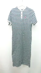 ◇ U.S. POLO ASSN. ボーダー柄 カジュアル ブランドロゴ 半袖 ロング丈 ワンピース サイズF ネイビー レディース E  【1310050017460】
