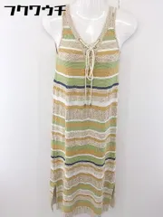 ◇ nano&co nano universe コットン ニット ボーダー ノースリーブ ロング ワンピース サイズ36 ベージュ レディース  【中古】 【1112020000812】