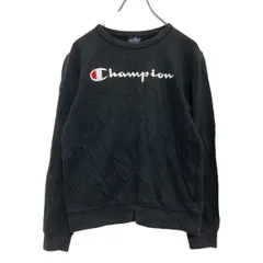 Champion ロゴスウェット トレーナー キッズ L 150～ ブラック チャンピオン 古着卸 アメリカ仕入 a611-5732