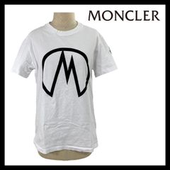 M【MONCLER】スエード ロゴ サイズ XS Tシャツ 半袖 ホワイト/白 ブラック/黒 モンクレール (53009MT17)