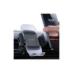 【金属製フック・片手操作】車載 吹き出し口 スマホホルダー Lamicall アクリル表面 メタル フック エアコン 吹き出し口 固定 ルーバー 自動車 片手操作 ワンタッチ 360度回転 手帳型ケース iPhone 16/16Plus/16pro/16p 0