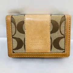 A【パスケース】COACH コーチ シグネチャー キャンバス 二つ折り 定期入れ