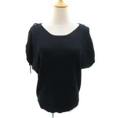 グローブ grove ニット カットソー 半袖 レースアップ M 紺 ネイビー /YK23