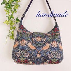ウィリアムモリス モダ ハンドメイド いちご泥棒 クロスボディーバッグ