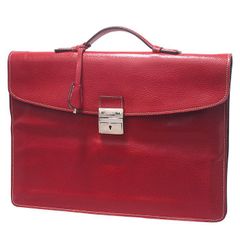 マリネッラ E.MARINELLA ソットブラッチョ 折り畳み式 ブリーフケース レッド レザー