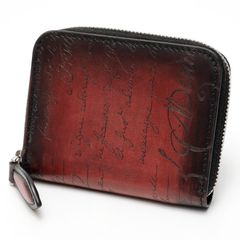 ベルルッティ / BERLUTI　ワパ スクリットレザー ジップ付きコインパース / コインケース　カリグラフィ レザー　ボルドー系　【中古】 商品番号 E-158245