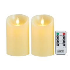 【人気商品】電池式 暖色光 ろうそく 専用リモコン付 ロウソク 自動消灯タイマー キャンドルライト 本物の炎のようにゆらめく ledキャンドルライト 火を使わない ゆらゆら揺れる 【2点セット】 安全 ledキャンドル 省エネ AnnTec （直径7.5cm×