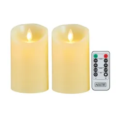 【人気商品】電池式 暖色光 ろうそく 専用リモコン付 ロウソク 自動消灯タイマー キャンドルライト 本物の炎のようにゆらめく ledキャンドルライト 火を使わない ゆらゆら揺れる 【2点セット】 安全 ledキャンドル 省エネ AnnTec （直径7.5cm×