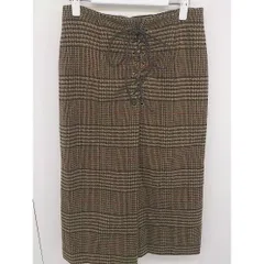 ◇ B:MING by BEAMS チェック レースアップ 膝下丈 タイト スカート サイズM ベージュ ブラウン マルチ レディース  【中古】 【1203170000378】のサムネイル