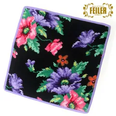【新品 未使用】FEILER フェイラー ハンカチ タオル タオルハンカチ 30cm Mohn Schwarz 052 Violet ミリアム・シュワルツ 花柄 MohnSchwa052