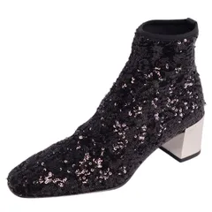 未使用 ロジェヴィヴィエ Roger Vivier ブーツ ショートブーツ メタルヒール スパンコール シューズ レディース 34(21cm相当) ブラック