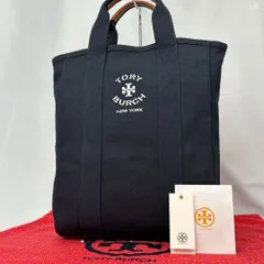 【極美品】TORY BURCH トリーバーチ  ハンドバッグ トートバッグ ビジネスバッグ マザーズバッグ 手提げ レザー キャンバス ロゴ 型押し ゴールド金具  A4可 PC可 大容量 通勤 通学 ネイビー 紺 ダークネイビー 濃紺