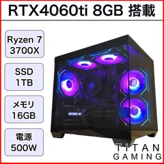 【リファービッシュPC】【1か月保証】 RTX4060Ti 8GB Ryzen 7 3700X メモリ 16GB SSD 1TB ゲーミングPC 【MATXピラーレス黒】000256