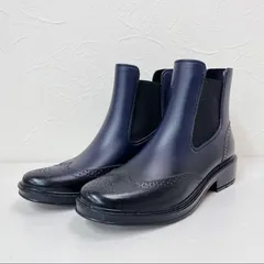 《美品》aimoha／サイドゴアレインブーツ　23.5 ネイビー