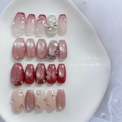 ネイルチップ＊ピンク フラッシュマグネット キラキラ オーロラ マグ