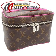 LOUIS VUITTON ルイヴィトン モノグラム 化粧ポーチ ニースミニ M46767 バニティバッグ ブラウン ポンディシェリピンク レディース/181636【未使用】