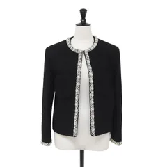 【美品】CELINE セリーヌ ジャケット ブラック 黒 サイズ:36 / ガルーン ジュエリー ツイード ジャケット (2V82O371R.38NO) / イタリア製 / アウター ブルゾン 上着 羽織り【レディース】【中古】のサムネイル