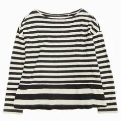 ミュベールワーク MUVEIL WORK HEART PATCH T-SHIRT ハート パッチ Tシャツ 長袖 クルーネック ボーダー コットン ジャージー生地 カットソー 38/M 紺 ネイビー 白 ホワイト レディース BLM8のサムネイル